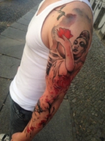 armconcept with buddha and flower of life pattern